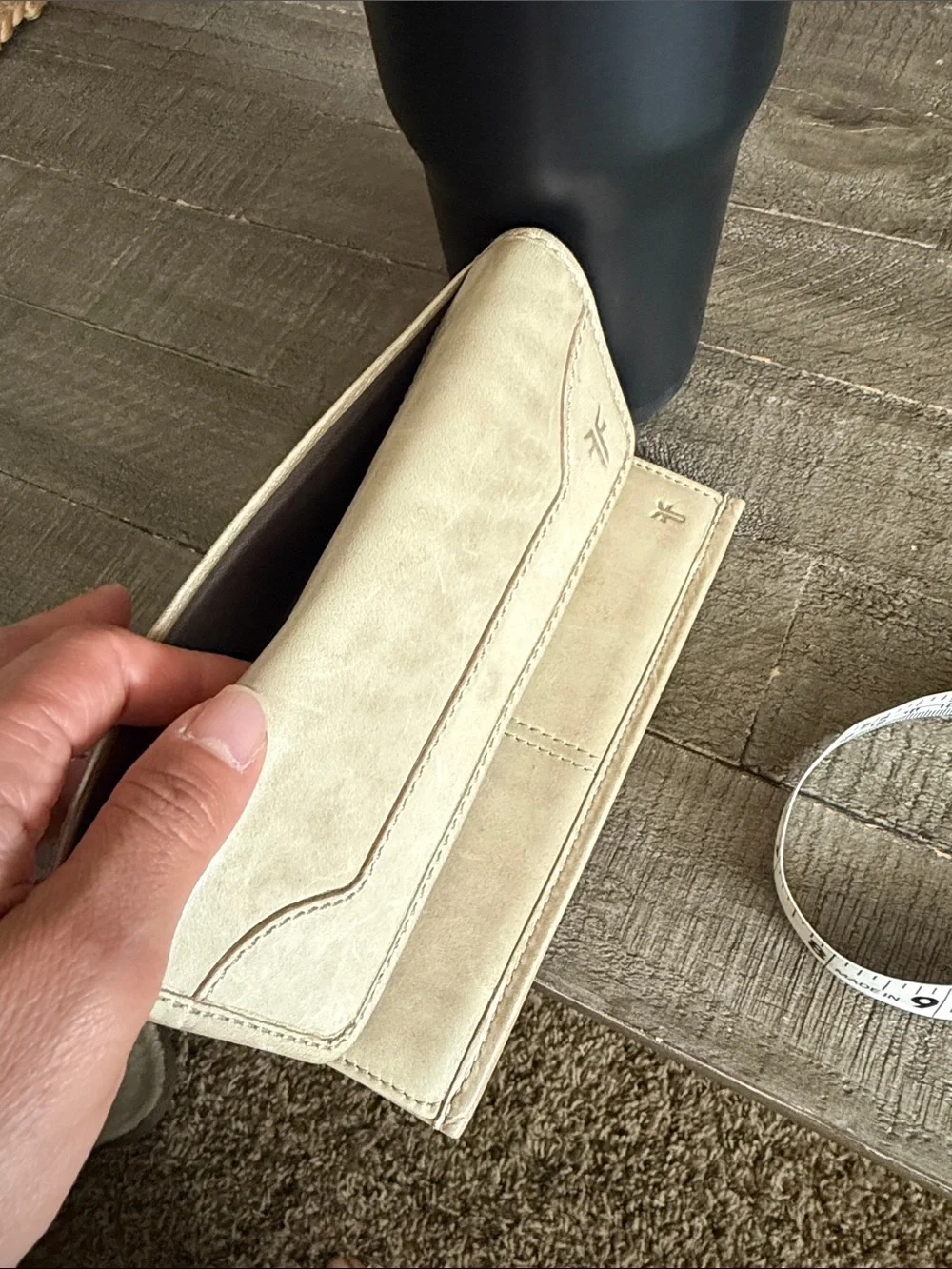 Frye Light Beige Leather Fold-Over Wallet - Picture 13 of 13